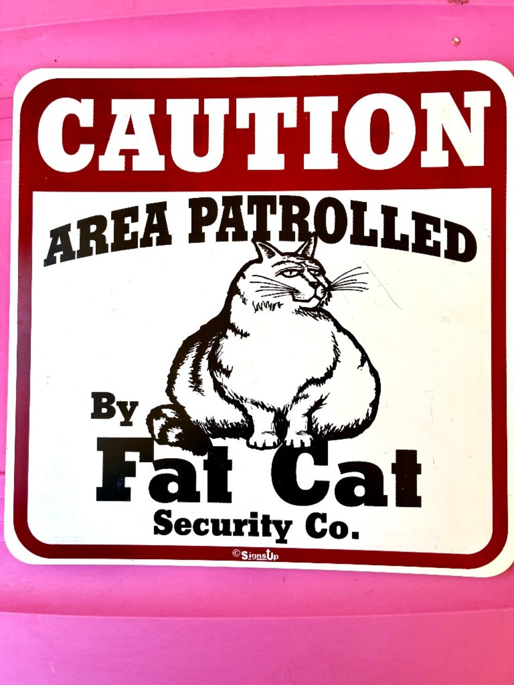 Beware of Cat Sign Acrylic 11" x 11" Caution Area Patrolled by Fat Cat Security